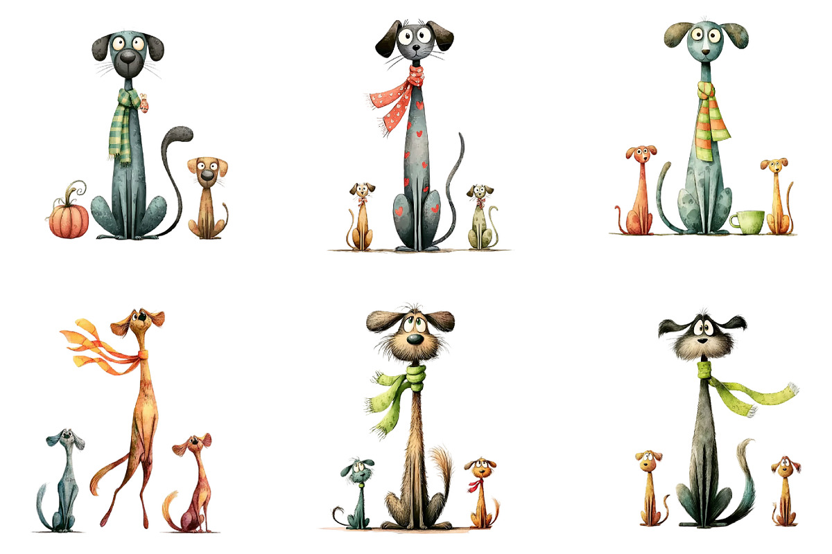 Watercolor Dog Family Clipart, an Illustration by DreamArtGraphic (Photo 2 of 5)