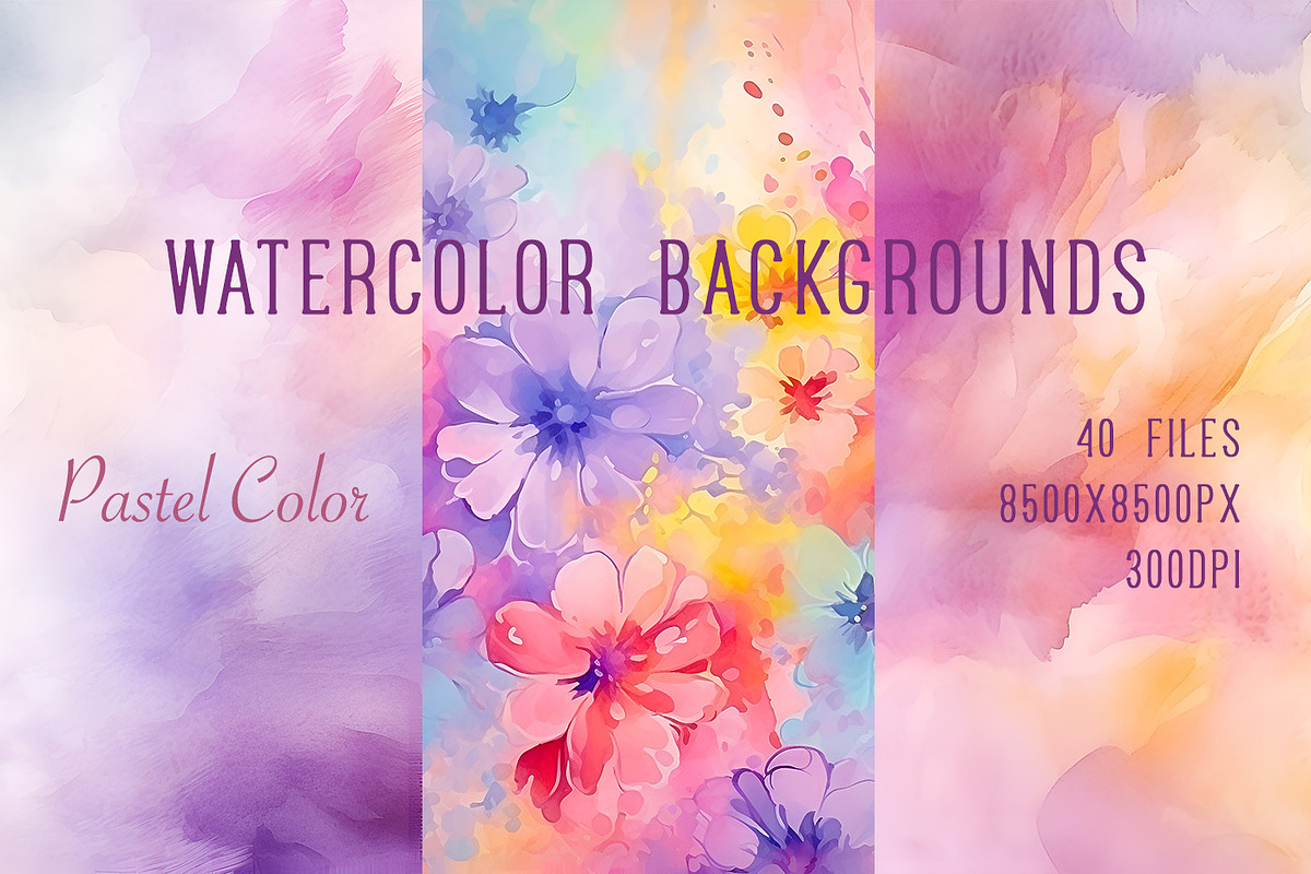 Watercolor Backgrounds. Pastel color, a Background Graphic by MuzaArtStudio (Photo 1 of 6)
