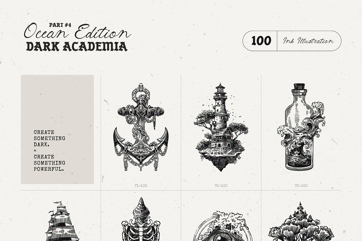 Dark Academia Ocean | Illustration, an Object Illustration by KetteCreate (Photo 11 of 14)