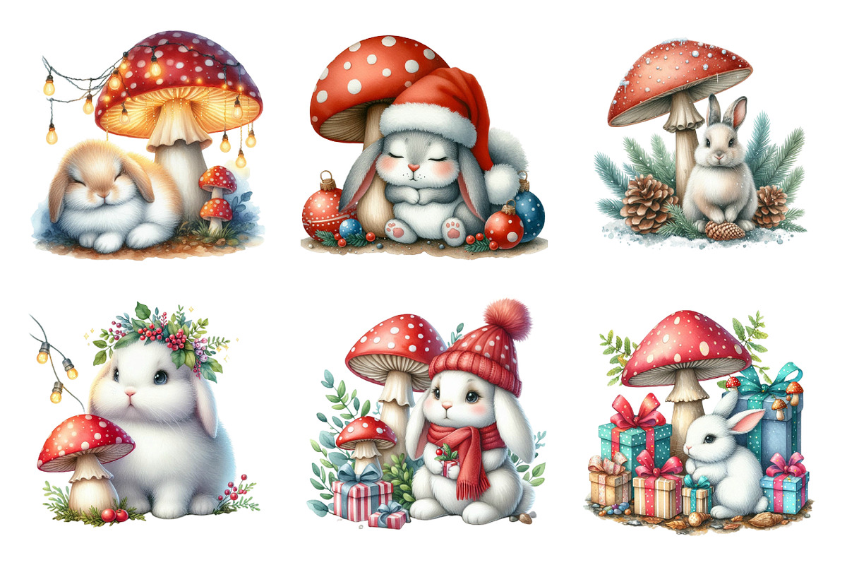 Christmas Bunny Clipart Bundle, an Illustration by SinaCreation (Photo 5 of 7)