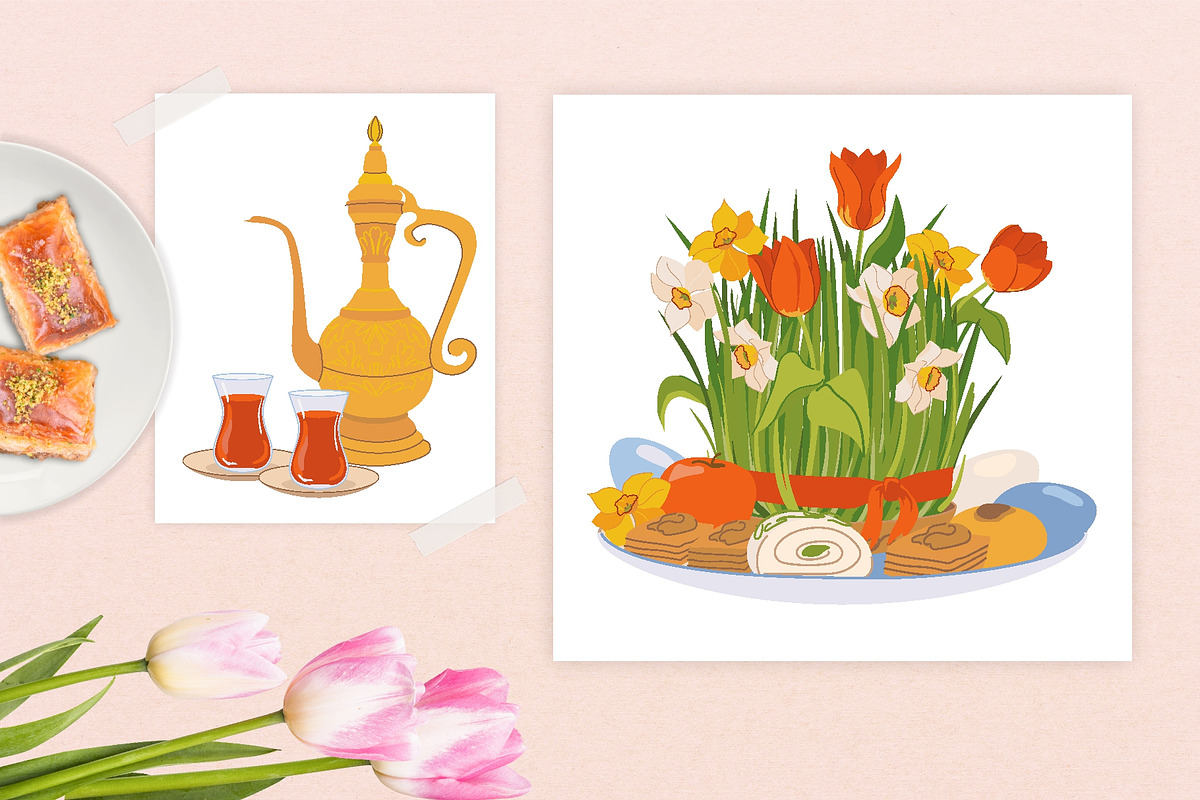 Happy Nowruz Day. Vector set, a Seasonal Illustration by Tata Pilip (Photo 5 of 14)