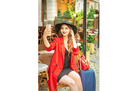 Tourist young caucasian woman in a, a Person Photo by okskukuruza