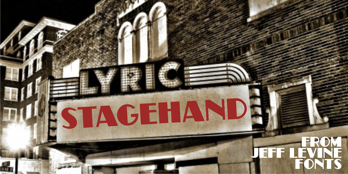 Stagehand JNL, a Font by Jeff Levine Fonts