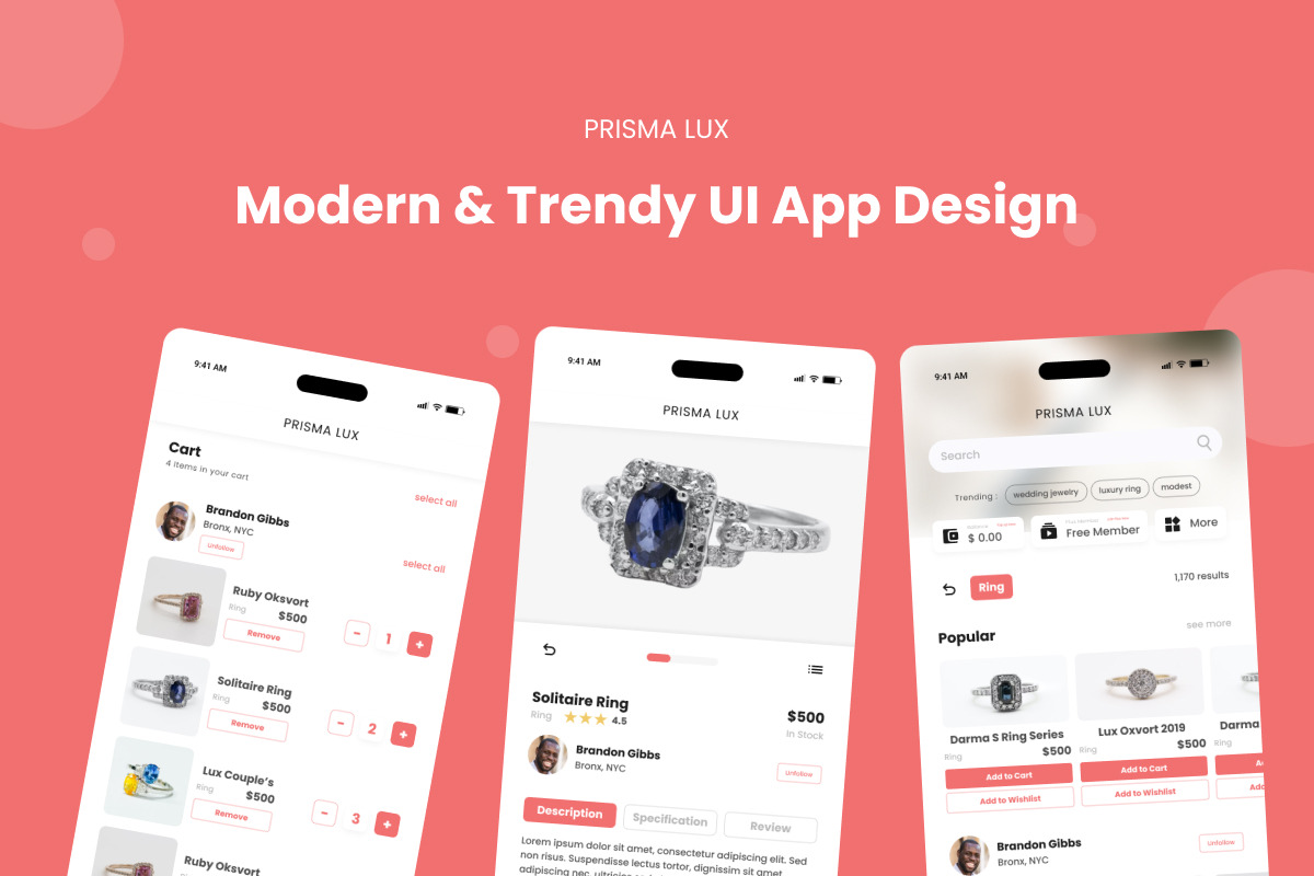Prisma Lux - Fashion Shop Mobile App, an UI Kit Template by twinstd (Photo 2 of 4)