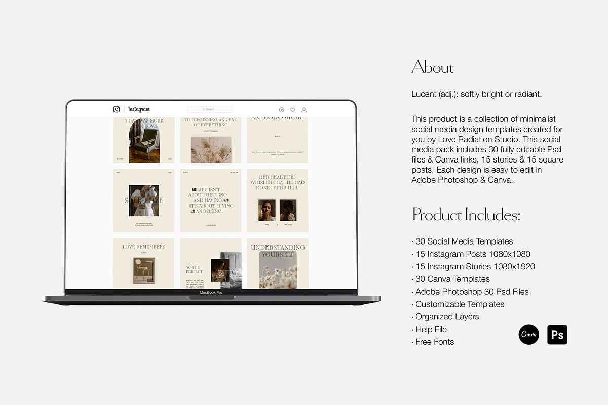 CANVA PS Instagram Templates Posts, a Social Media Template by Love Radiation Studio (Photo 3 of 18)