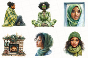 Black Girl Winter Evening Clipart, an Illustration by OK Design (Thumbnail 4 of 5)