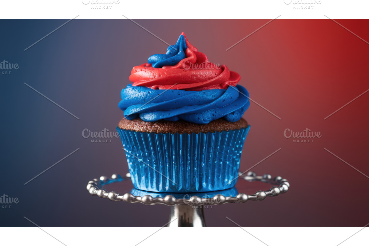 Close-up of a chocolate cupcake with, an Illustration by tilialucida