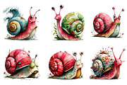 Whimsical Snail Watercolor Clipart, an Illustration by Dream Creation (Thumbnail 5 of 8)