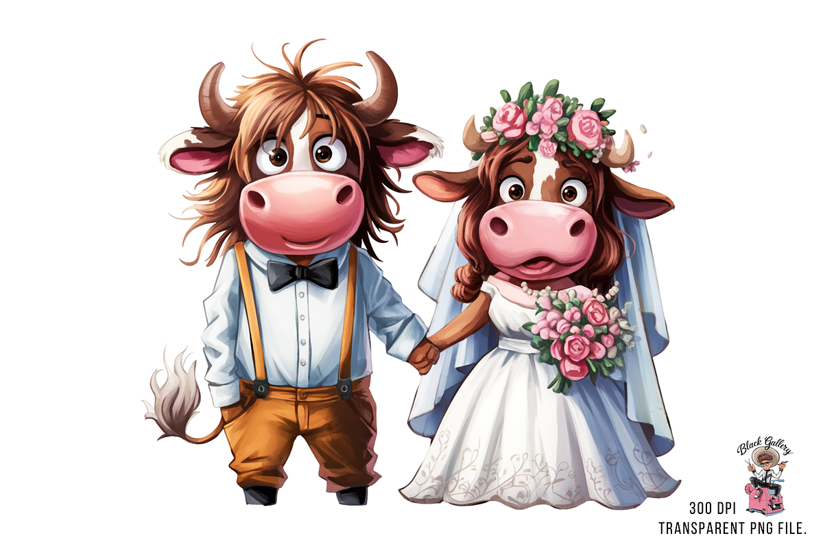 Cow Wedding Couple PNG Bundle, a Graphic by Clipart Bloom (Photo 11 of 15)