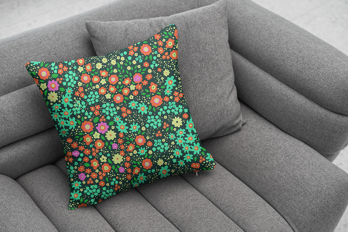 Green Ditsy Flowers, a Pattern Graphic by MalyskaStudio (Photo 6 of 9)