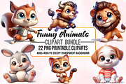 Watercolor Cute Funny Animals, an Animal Illustration by Craft Nest (Thumbnail 1 of 5)