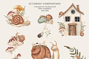 Magic Forest.Watercolor snails tales, an Animal Illustration by Ooh Lily (Thumbnail 8 of 14)