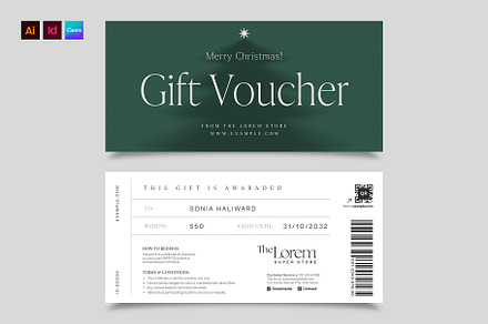 Christmas Gift Voucher Template, a Stationery Template by BrandPacks
