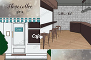 I Love Coffee Scene, a Food Illustration by GlamArtZhanna (Thumbnail 2 of 3)