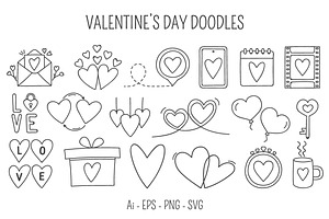 Valentine's Day Doodles, a Graphic by PixMarket