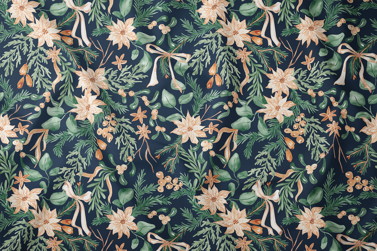Festive Christmas Botanical Pattern, a Pattern Graphic by SirenaArt (Photo 5 of 15)