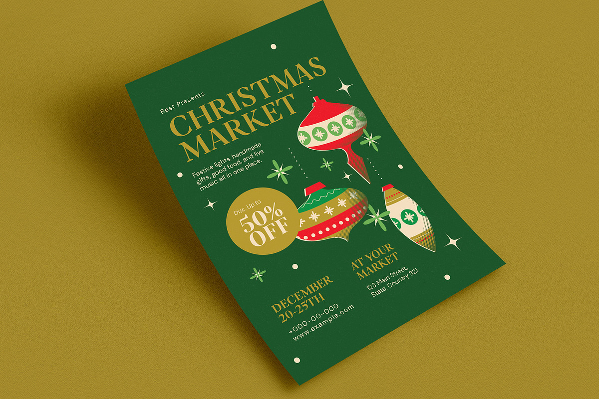 Retro Christmas Market Event Flyer preview 3