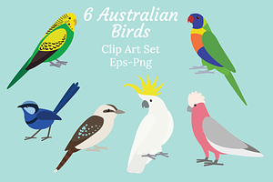 Cute Australian Birds Clipart Bundle