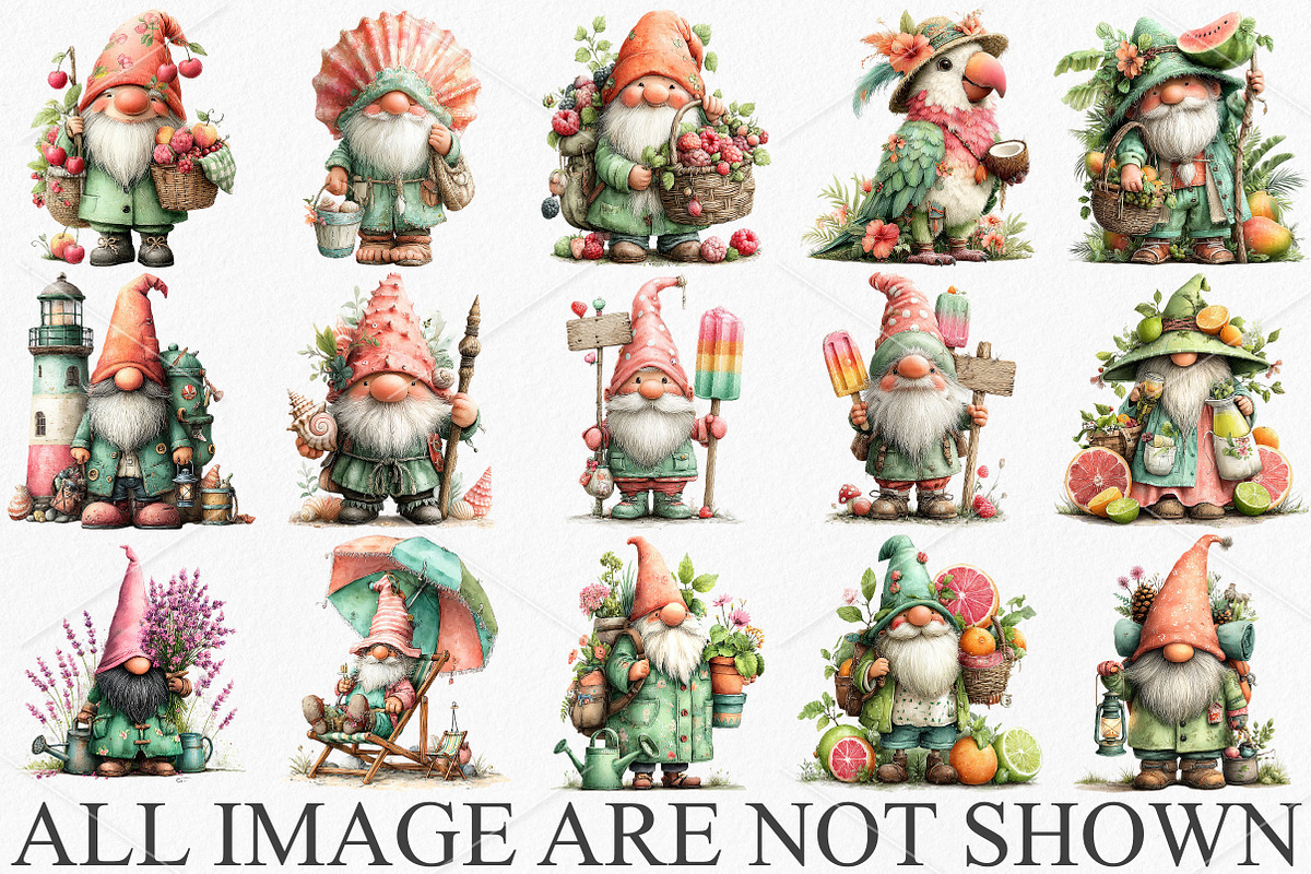 Whimsical Summer Gnome Clipart PNG, a Seasonal Illustration by Canvas Craft (Photo 3 of 7)