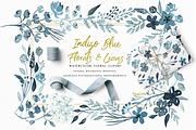 Indigo Blue Florals and Leaves, an Illustration by Momo Studio (Thumbnail 1 of 8)