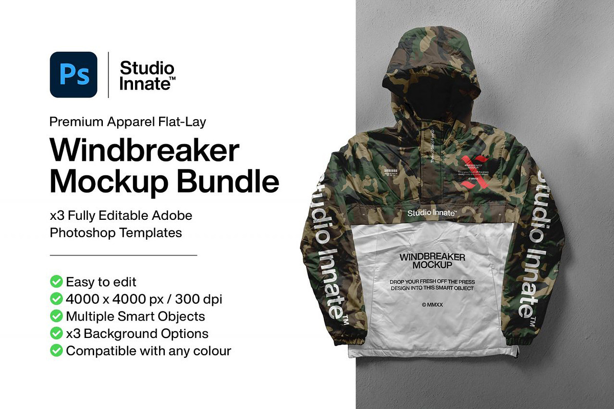 Windbreaker Jacket - Mockup Bundle, a Hoody Mockup by Studio Innate (Photo 1 of 9)