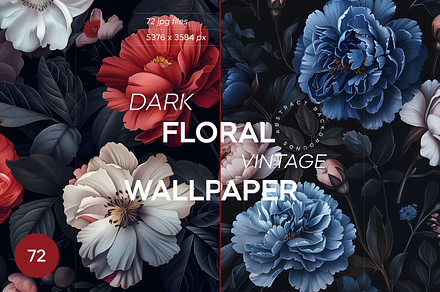 Dark Floral Vintage Wallpaper