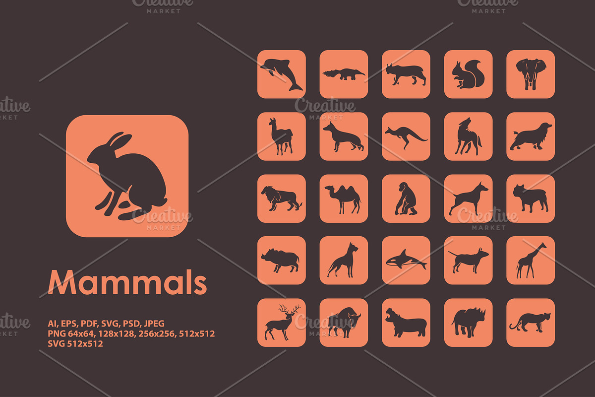 Mammals icons, an Outline Icon by Palau