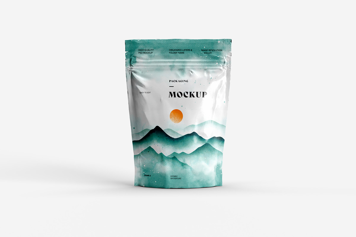 Stand Up Zip Lock Pouch Mockup Set, a Merchandise Mockup by dpi (Photo 3 of 16)