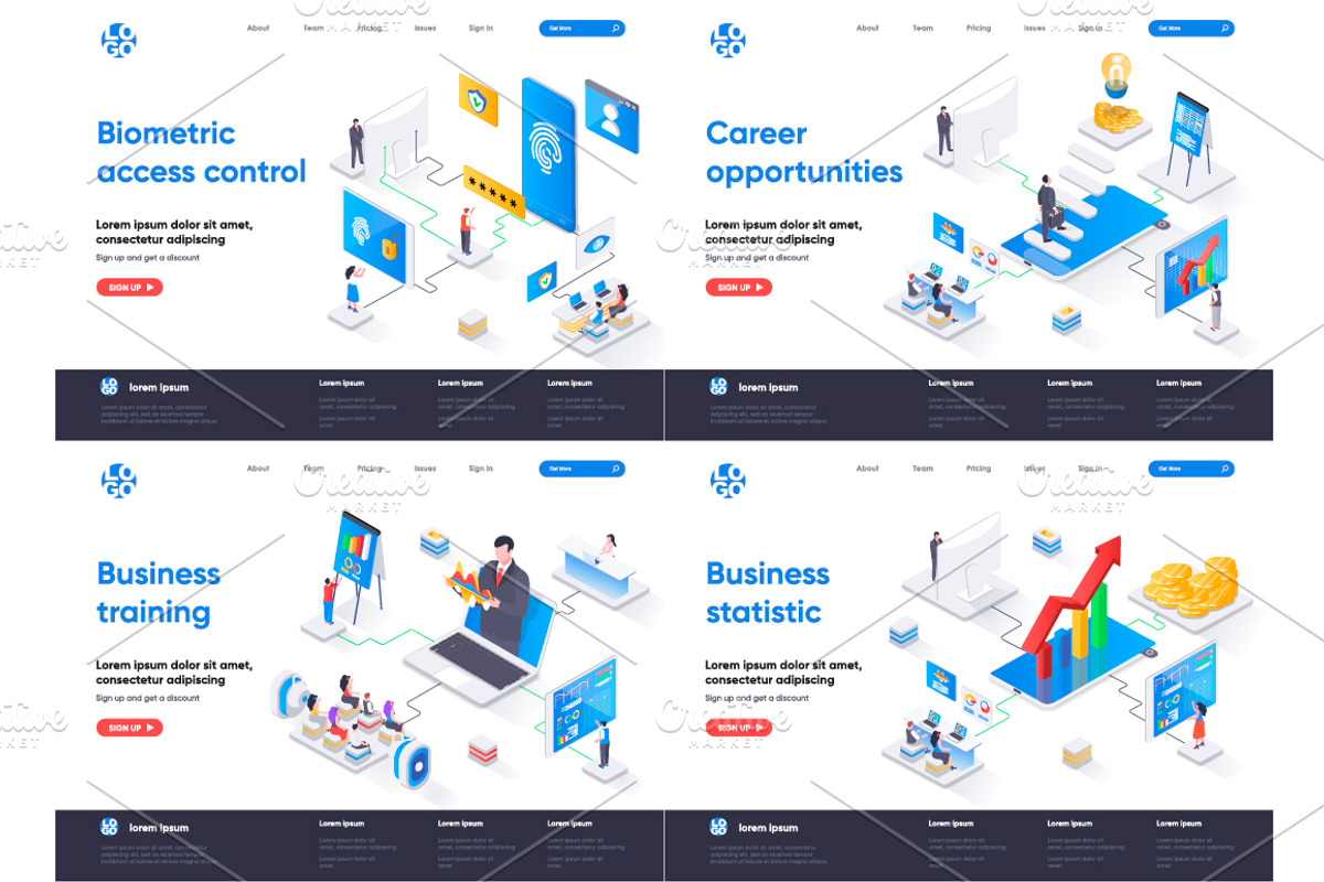Isometric Landing Page Template, an Illustration by alexdndz (Photo 17 of 29)