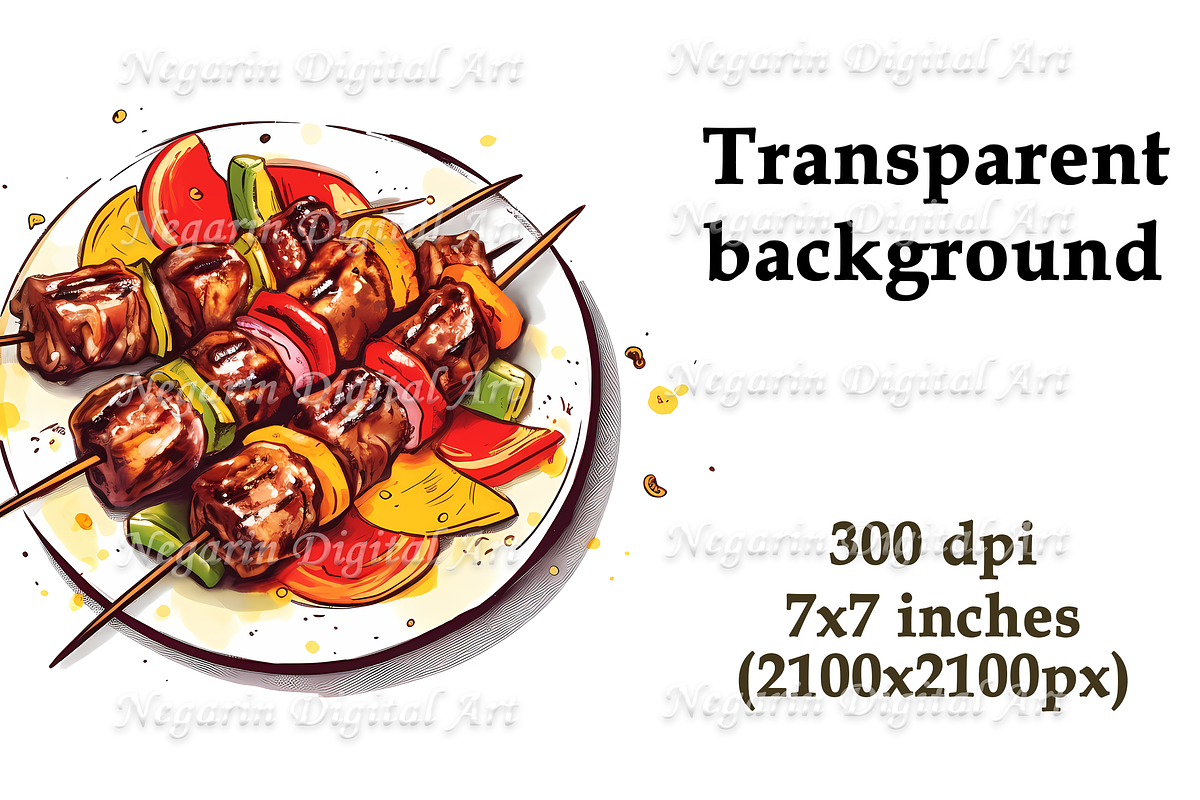 Watercolor Kebab and Grills Food, an Object Graphic by Negarin Digital Art (Photo 8 of 9)