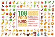 108 food icons, a Graphic by Giraffarte (Thumbnail 1 of 3)