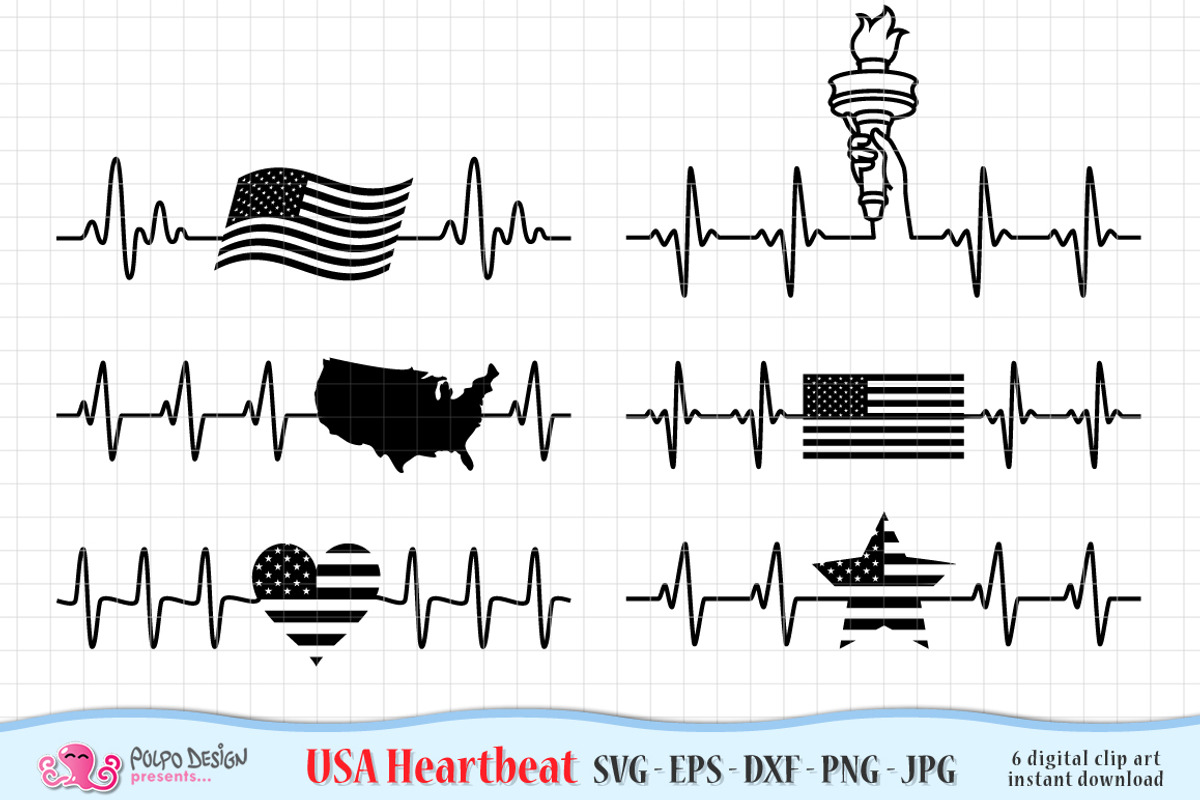 USA Heartbeats SVG, an Object Graphic by PolpoDesign (Photo 1 of 7)