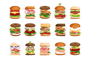 Burger and sandwich ingredients, a Food Illustration by YummyBuum