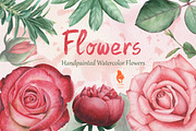 Flowers, Handpainted Watercolor, a Decorative Illustration by SquirrelStudio (Thumbnail 1 of 5)