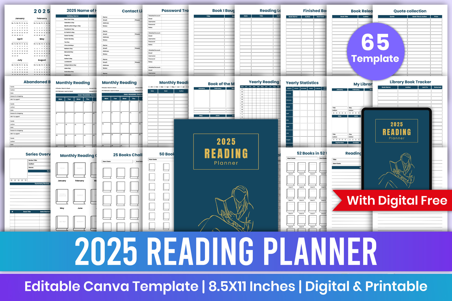 Printable & Digital 2025 Reading Kdp