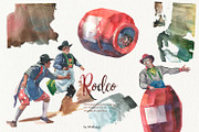 Rodeo Cowboys Watercolor Clipart, a Person Illustration by whiteheartdesign (Thumbnail 3 of 11)