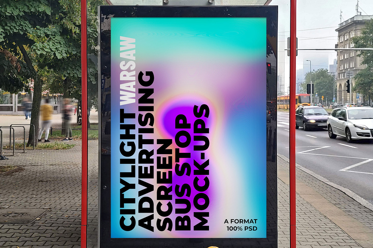 Warsaw Citylight Ad Bus Stop 11 v1, an Advertising Mockup by Graphic Shelter (Photo 7 of 7)