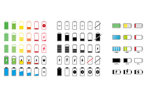 Set of capacity battery icons, an Object Illustration by Vector Creator