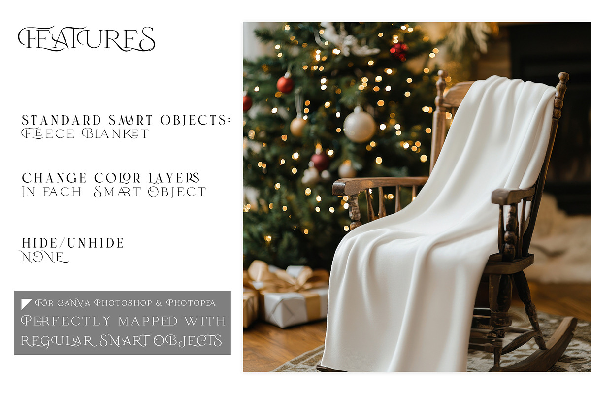 Christmas Fleece Blanket Mockups, a Product Mockup by mock-ups (Photo 3 of 11)