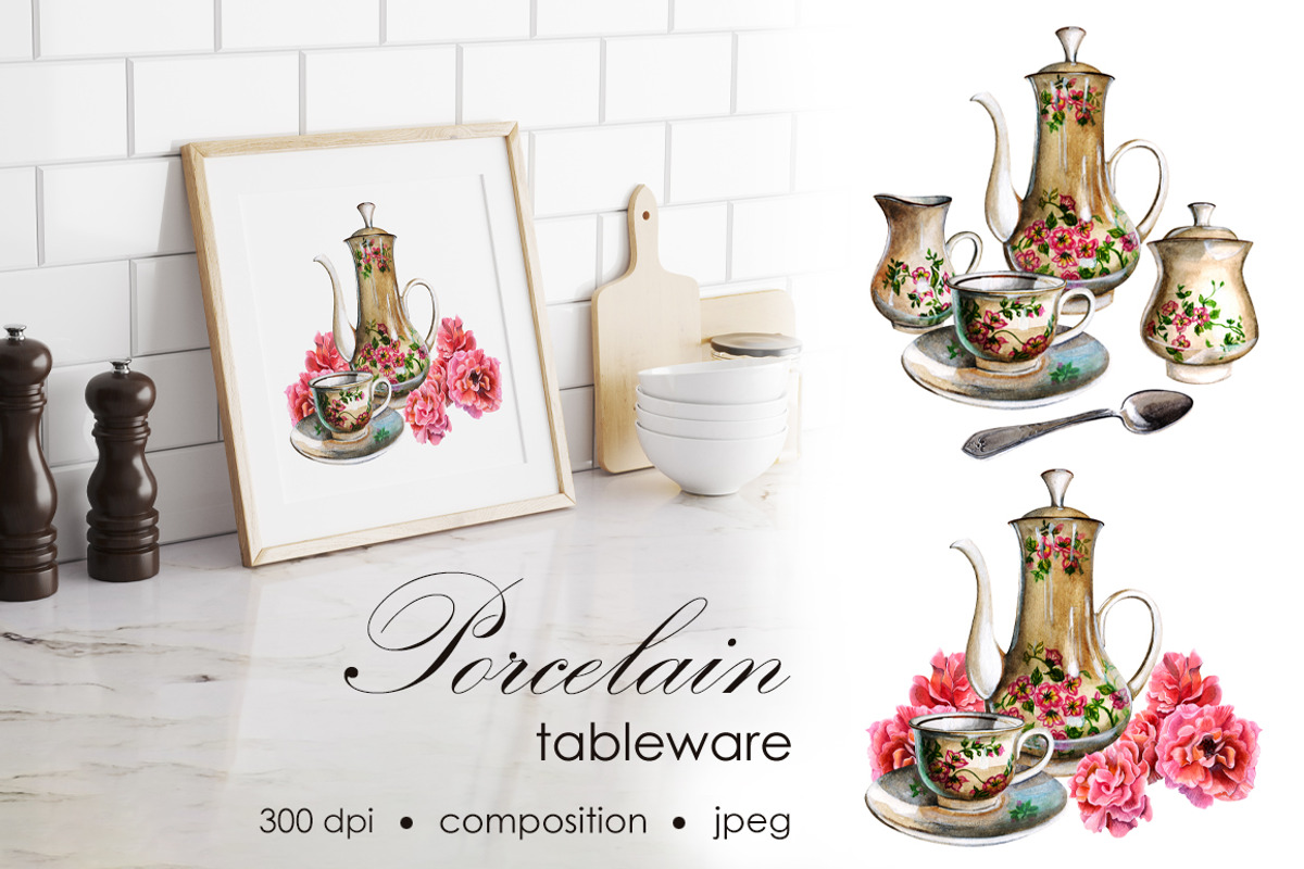 Porcelain tableware, an Illustration by Olha Urdeichuk (Photo 3 of 11)