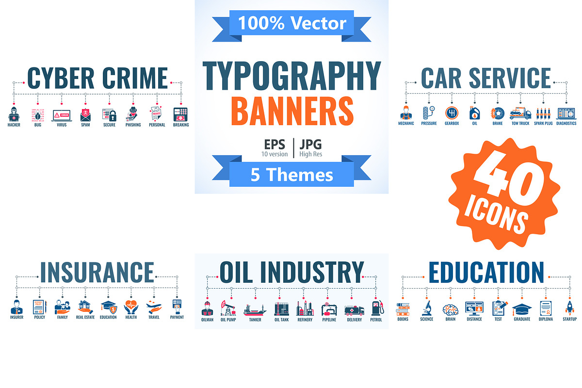 Set Typography Banners, an Education Illustration by TAlex (Photo 1 of 6)
