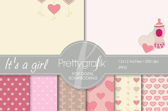 baby girl digital paper, commercial preview 3