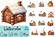 Cozy Winter Cottage Clipart, an Illustration by CrexoraLab (Thumbnail 1 of 5)