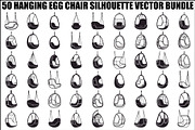 Hanging Egg Chair Silhouette Bundle, an Illustration by Designer_Momina (Thumbnail 1 of 51)