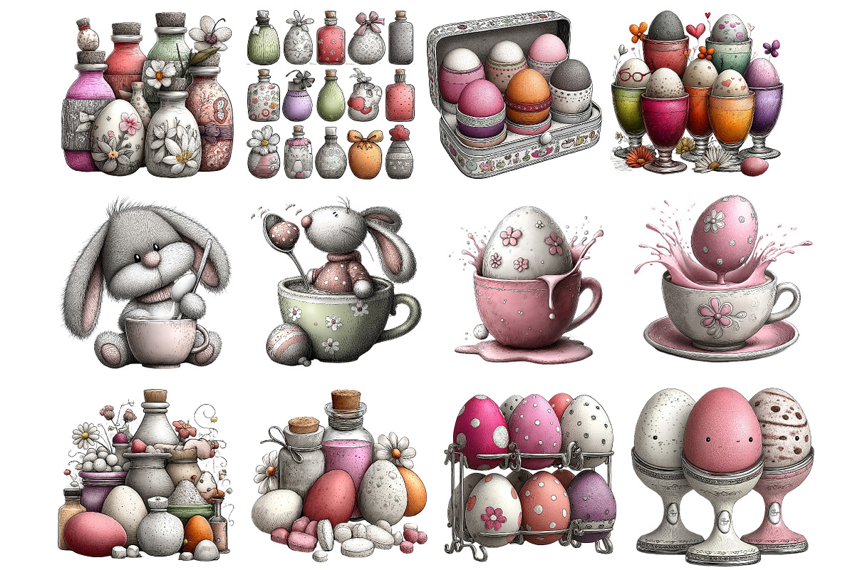 DYE EASTER EGGS Clipart, an Illustration by DreamArtGraphic (Photo 4 of 4)