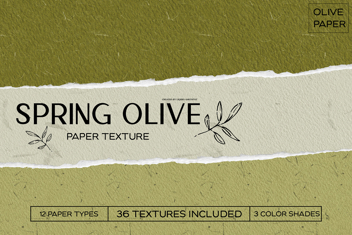 Spring Olive Handmade Paper Set, a Background Graphic by Liquid Amethyst Art (Photo 1 of 6)