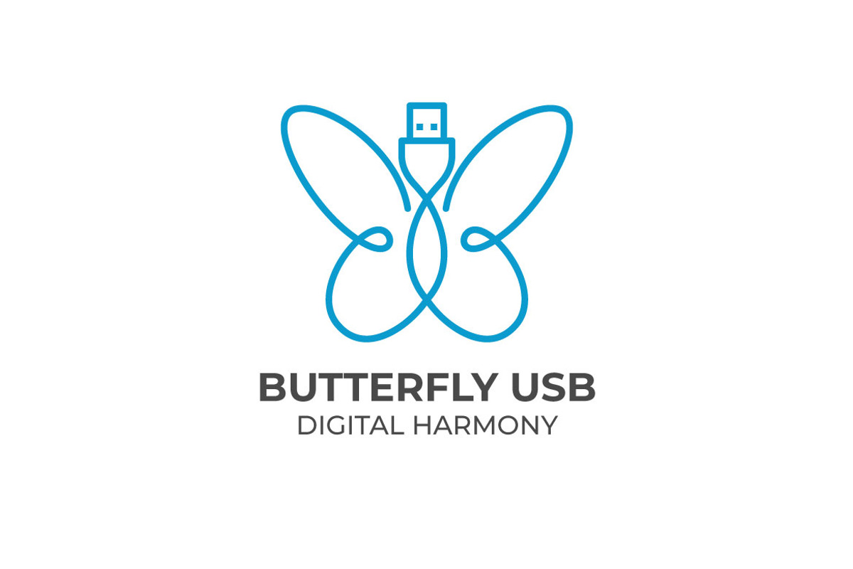 Butterfly USB Cable Monoline Logo, a Graphic by Mightyfire (Photo 2 of 3)