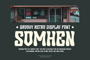 Somhen - Groovy Retro Font, a Sans Serif Font by QR Design Studio