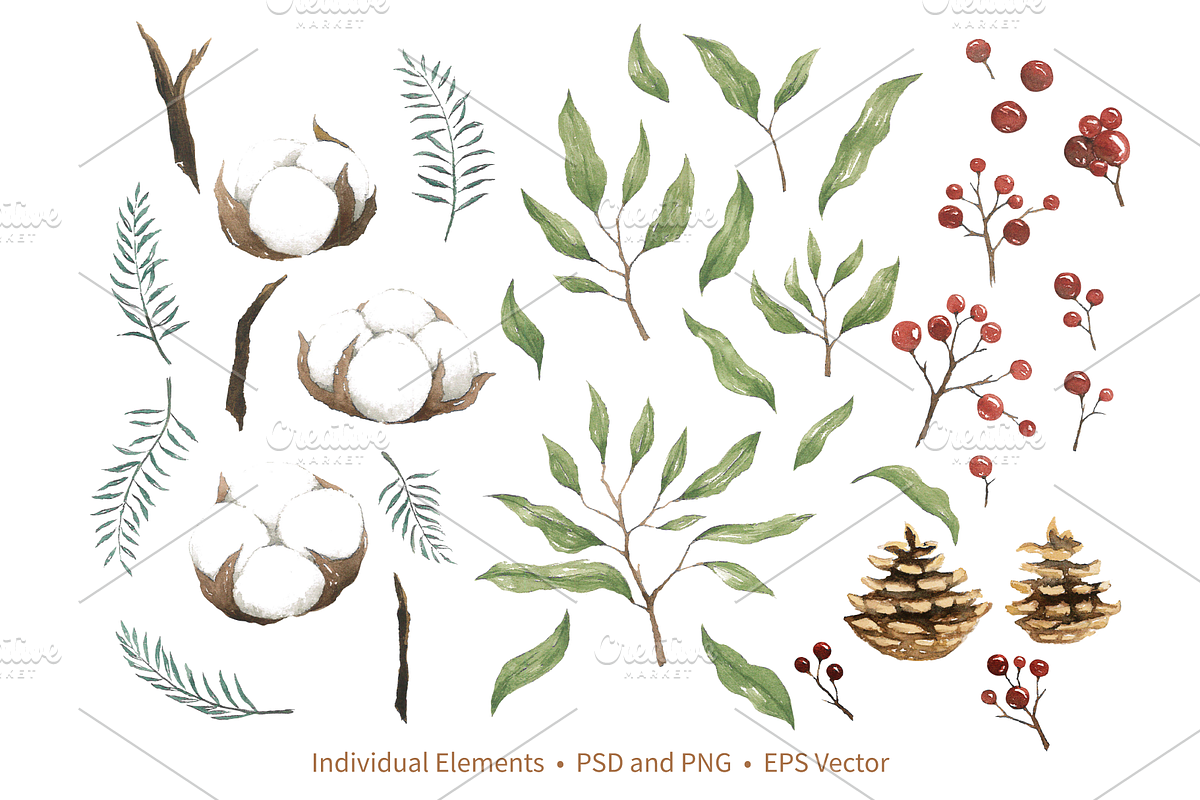 Watercolour Cotton Christmas, an Illustration by Nat (Photo 2 of 3)