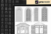 150 Window Procreate stamps brushes, a Brush Add-On by DrawingStoryShop (Thumbnail 6 of 6)